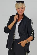 Sportlicher Blazer mit  Kapuze, schwarz-beige