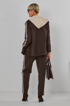 Sportlicher Blazer mit  Kapuze, braun-beige