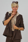 Sportlicher Blazer mit  Kapuze, braun-beige