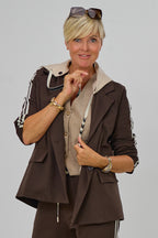 Sportlicher Blazer mit  Kapuze, braun-beige
