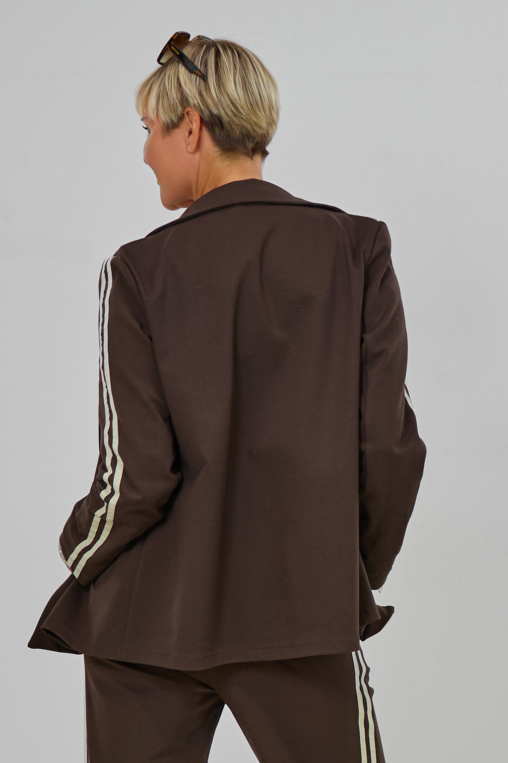 Sportlicher Blazer mit  Kapuze, braun-beige