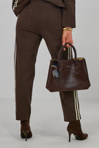 Sportliche Anzughose mit Streifen, braun-beige