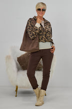 kurzer cozy Blouson mit Kordelzug, leo-taupe