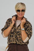 kurzer cozy Blouson mit Kordelzug, leo-taupe