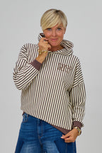 gestreifter Hoodie NY, braun-creme