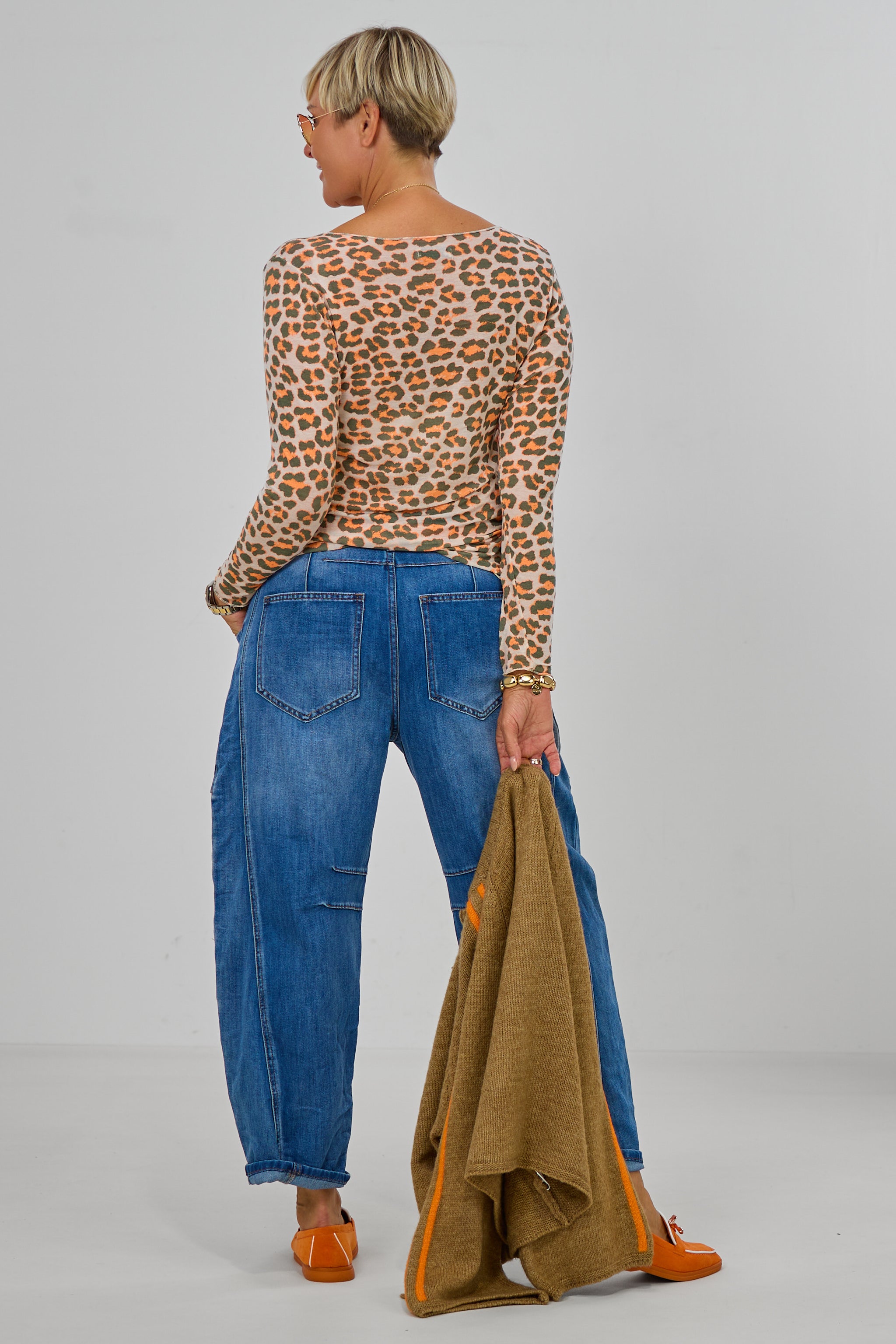 transparentes Longsleeve, leo-orange