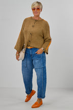 Cardigan mit Raglan-Ärmeln, camel meliert-orange