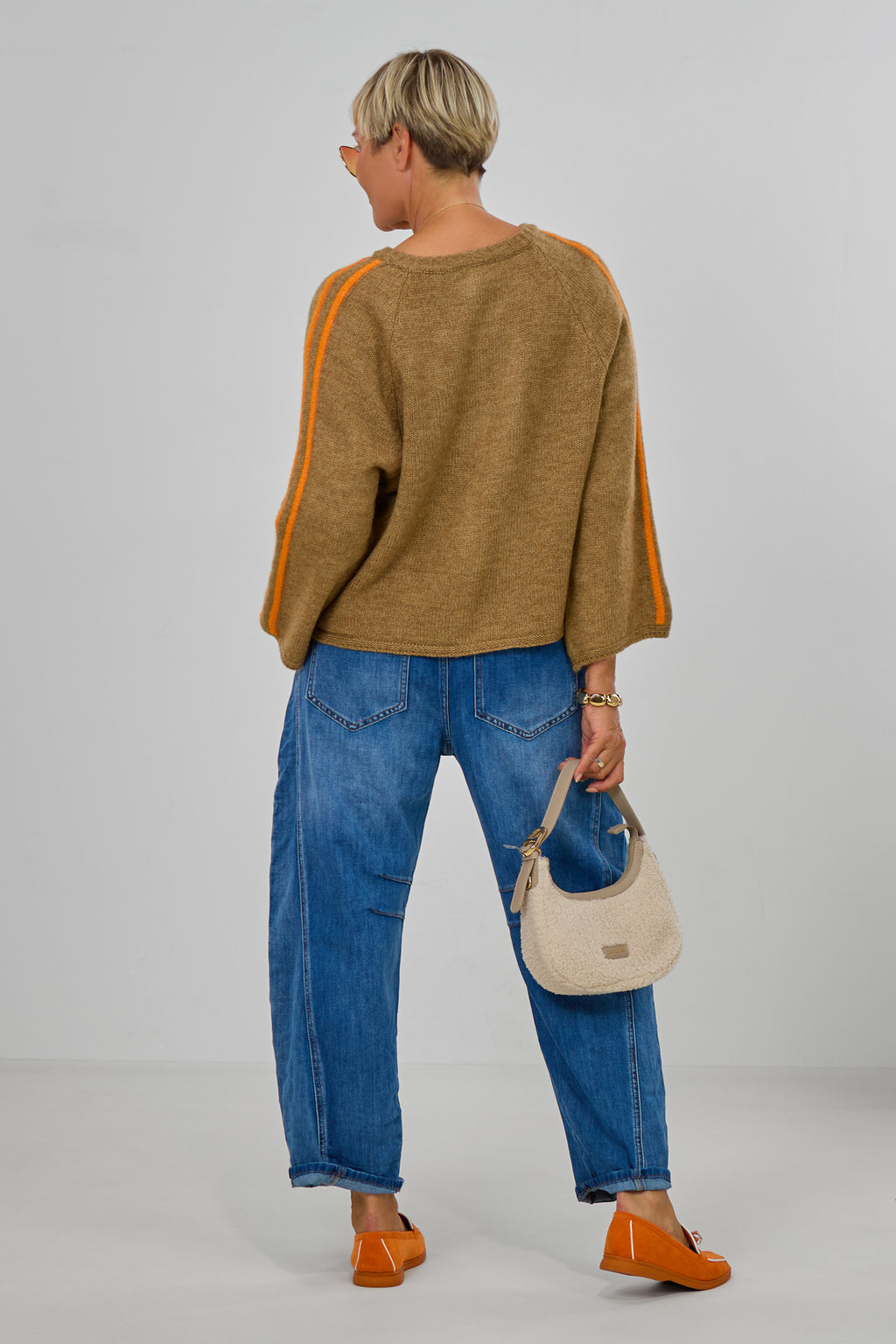 Cardigan mit Raglan-Ärmeln, camel meliert-orange