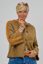Cardigan mit Raglan-Ärmeln, camel meliert-orange