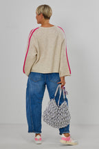 Cardigan mit Raglan-Ärmeln, beige meliert-pink