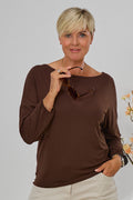 Langarmshirt mit Rundhalsausschnitt, braun