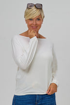 Langarmshirt mit Rundhalsausschnitt, ecru