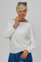 Langarmshirt mit Rundhalsausschnitt, ecru