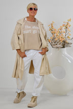Leichter Mantel in Waschleder-Optik, beige-leo