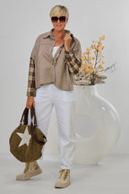 Hemdbluse in Waschleder-Optik, taupe-beige/braun