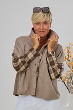 Hemdbluse in Waschleder-Optik, taupe-beige/braun