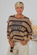 gestreifter Strickpulli PARIS Worldwide, taupe-braun