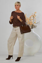 leichte Jeans mit Gürtel, beige