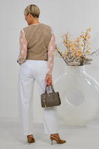 Light jeans with a belt, white