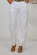 Light jeans with a belt, white