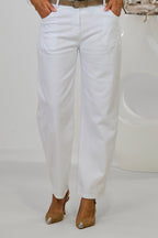 Light jeans with a belt, white