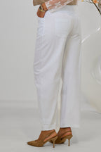 Light jeans with a belt, white
