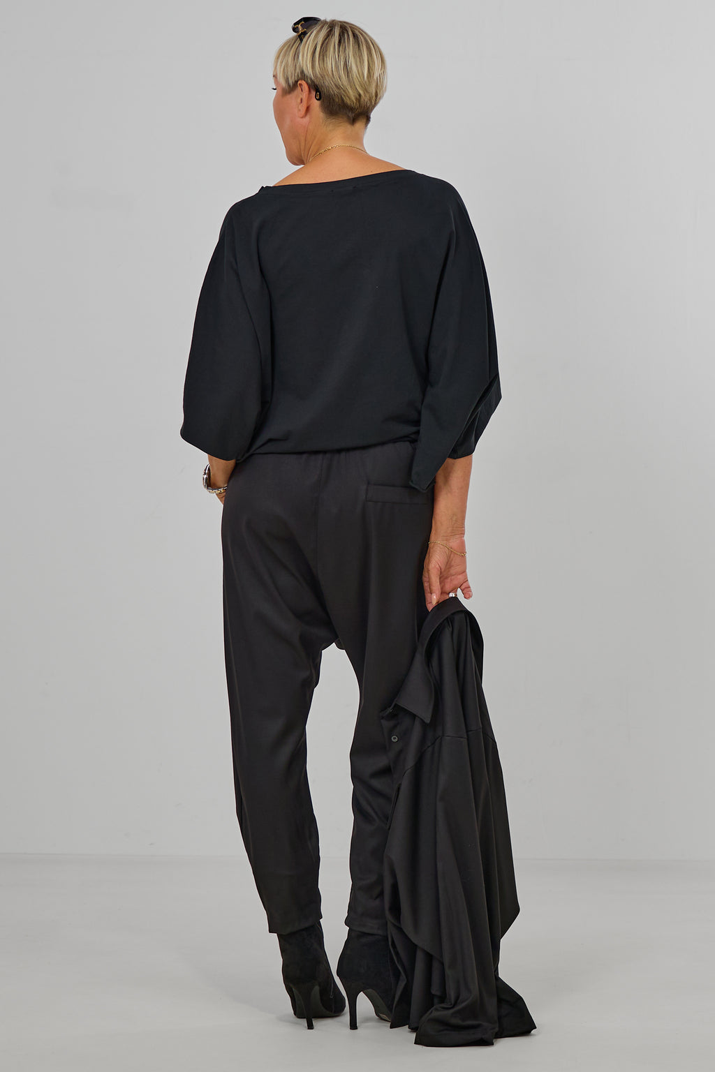 Elegante Baggy Hose, schwarz