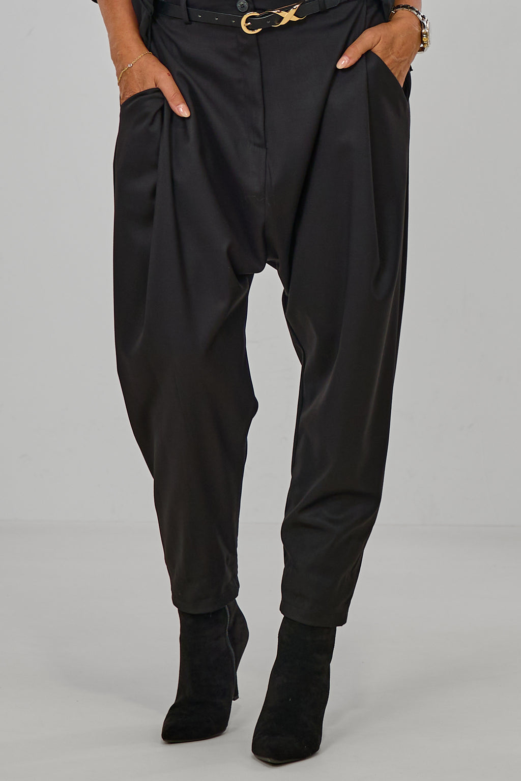 Elegante Baggy Hose, schwarz