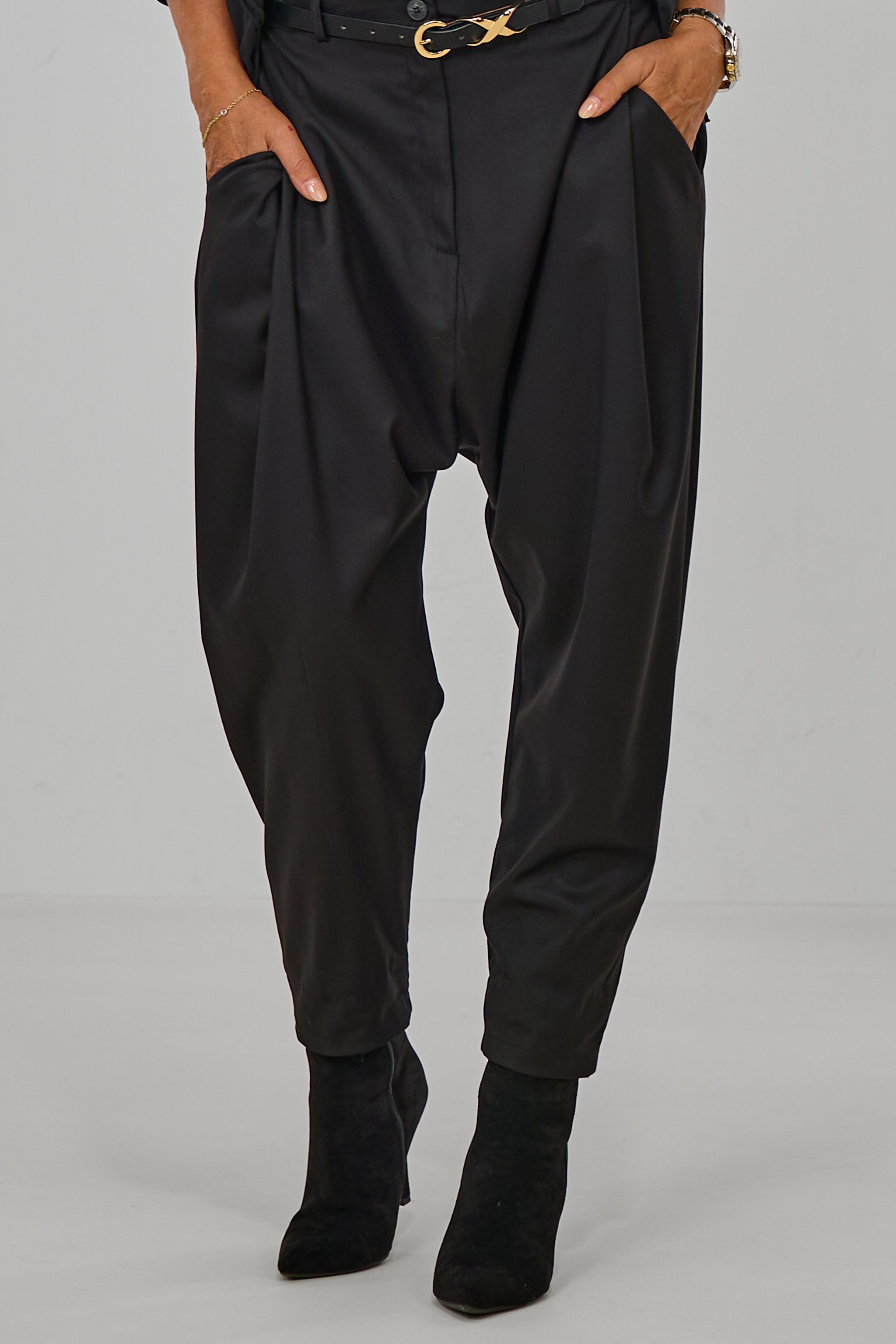 Elegante Baggy Hose, schwarz