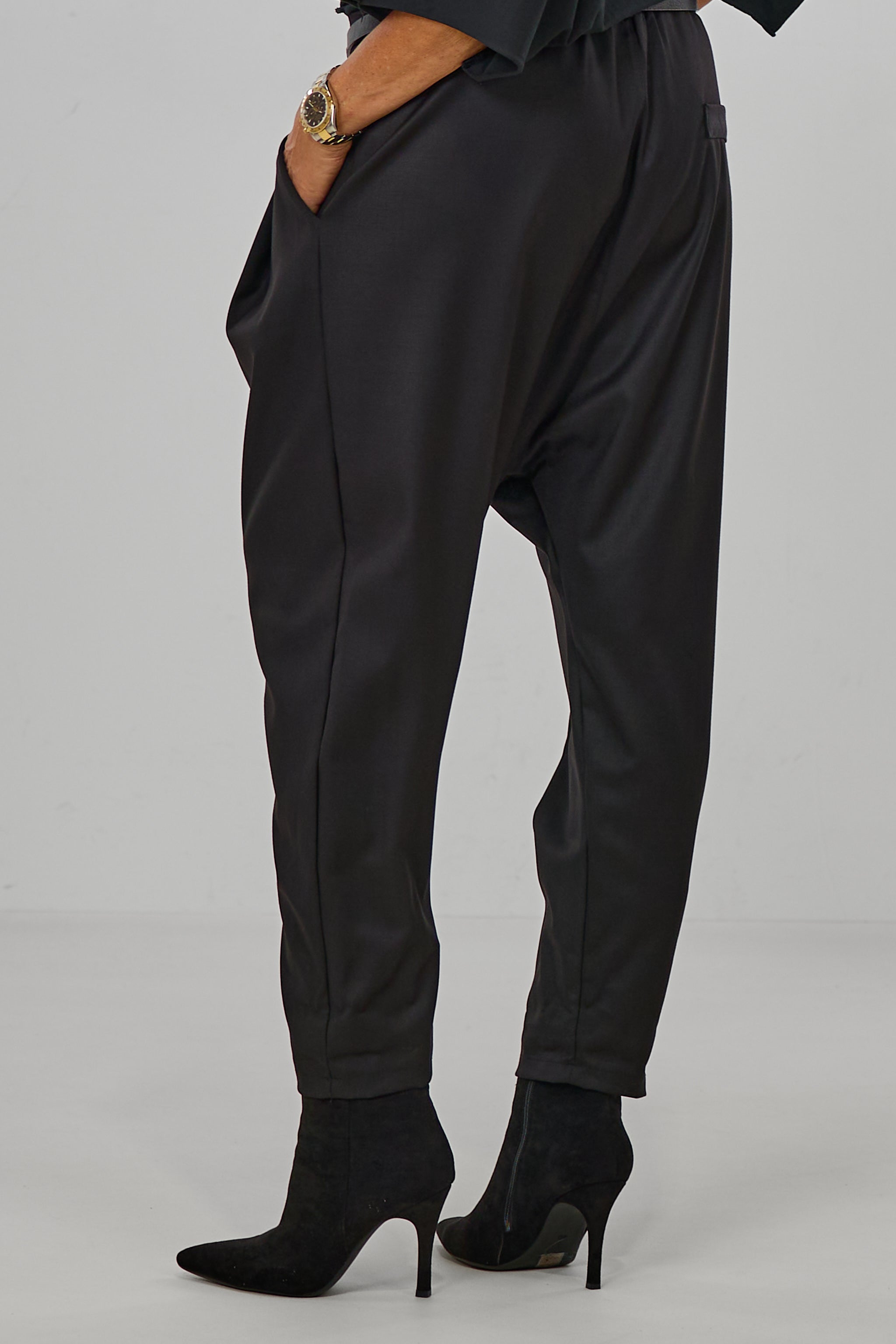 Elegante Baggy Hose, schwarz