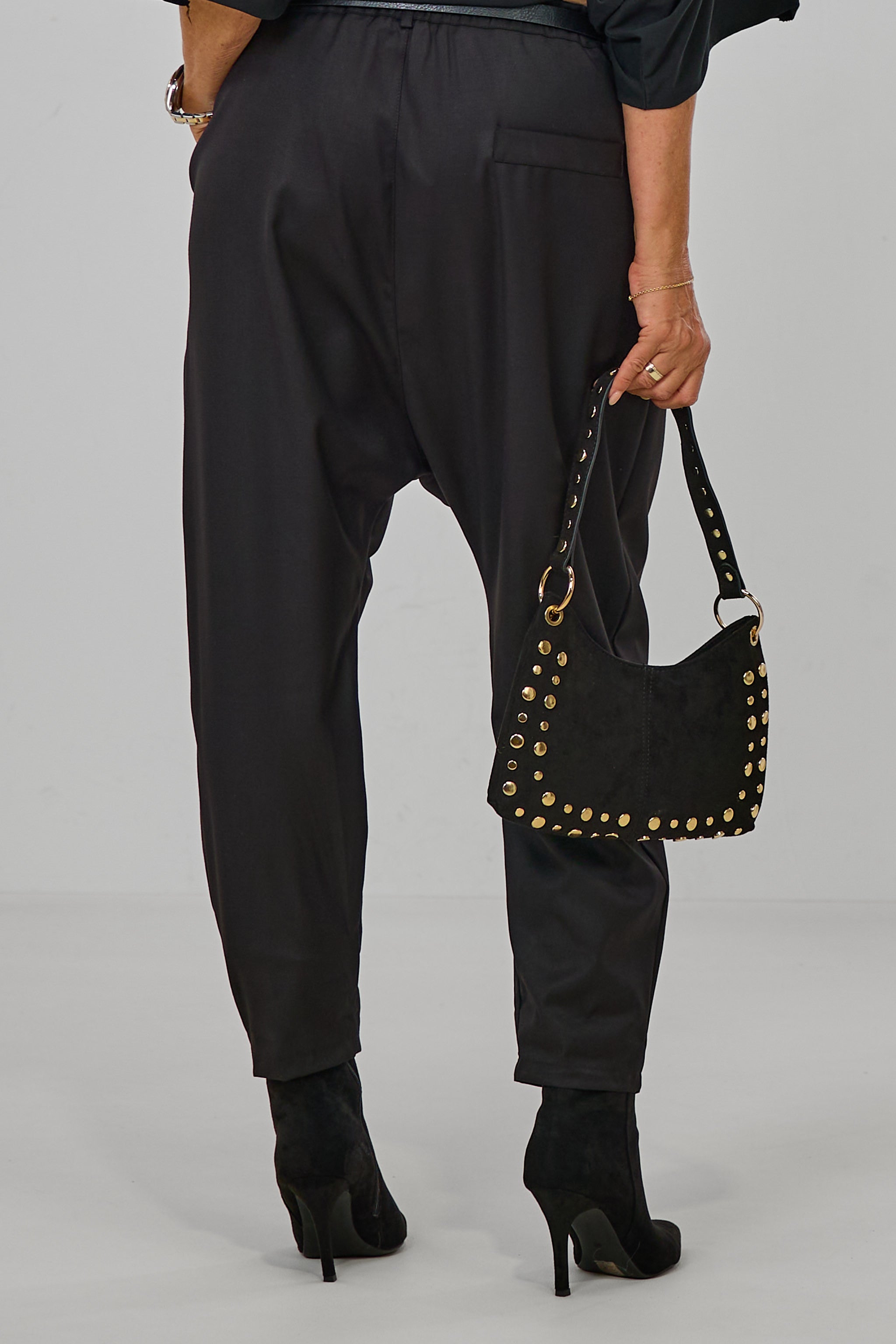 Elegante Baggy Hose, schwarz