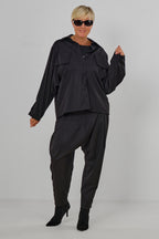 Hemdbluse mit Fledermausärmeln, schwarz
