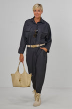 Elegante Baggy Hose, anthrazit-meliert