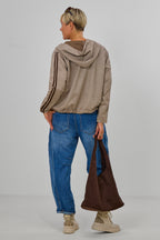 Leichte Kapuzenjacke in Waschleder-Optik, taupe