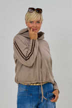 Leichte Kapuzenjacke in Waschleder-Optik, taupe