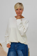 Cozy Balloon-Shirt mit langen Ärmeln, ecru