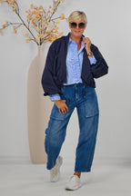 Blouson mit Strickkragen, marine