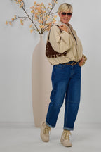 Blouson mit Strickkragen, beige