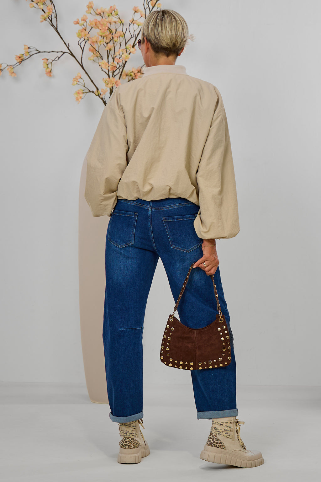 Blouson mit Strickkragen, beige