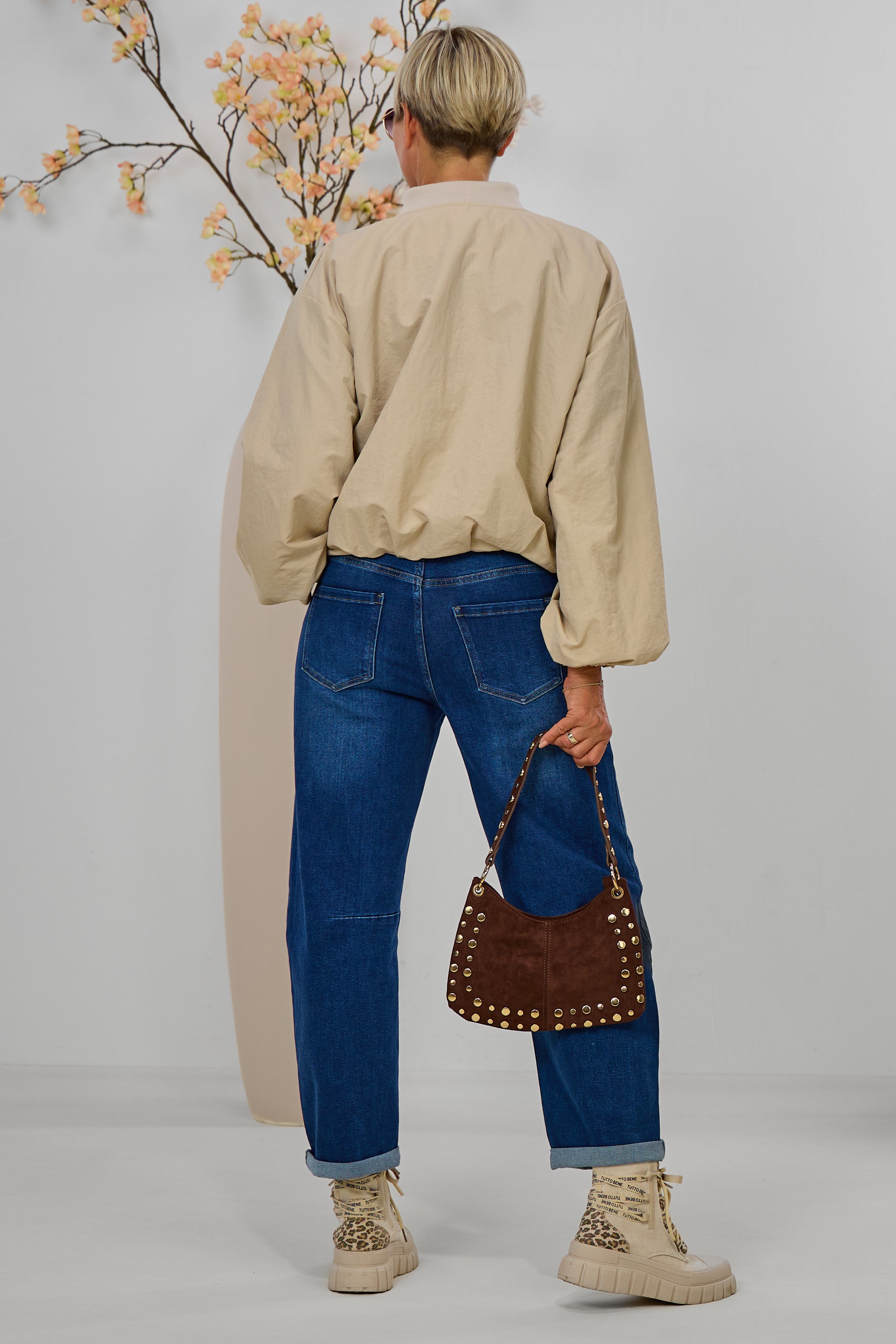 Blouson mit Strickkragen, beige