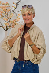Blouson mit Strickkragen, beige