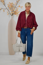 Blouson mit Strickkragen, bordeaux