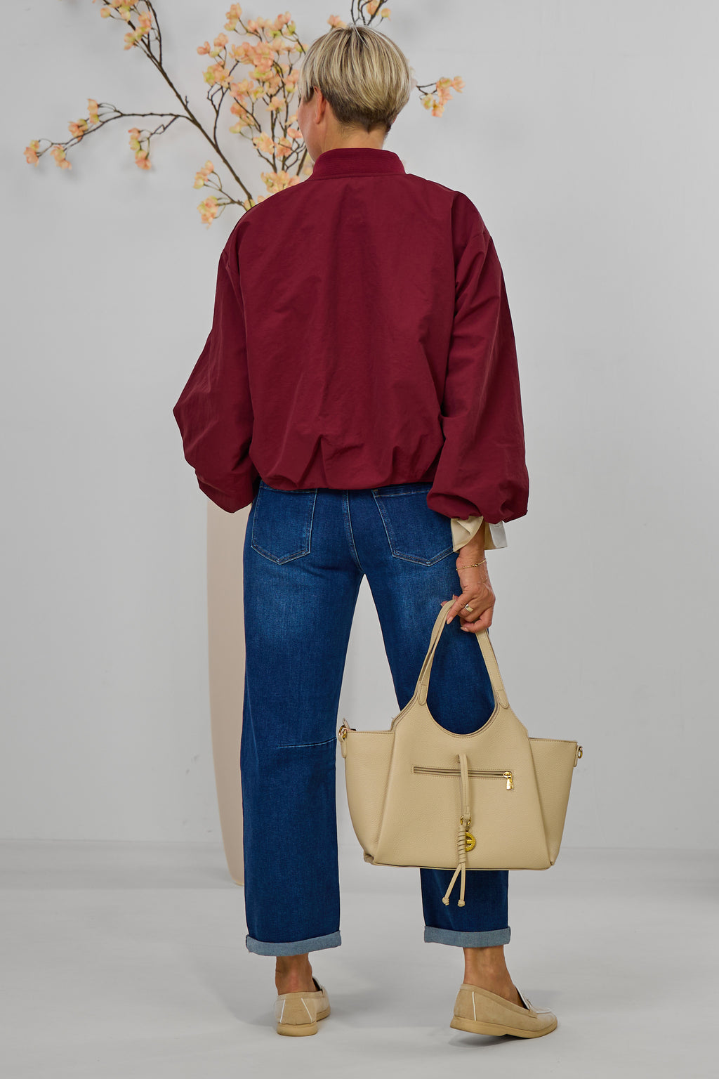 Blouson mit Strickkragen, bordeaux