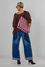 Feinstrickpulli mit 3/4 langen Fledermausärmeln, schokobraun