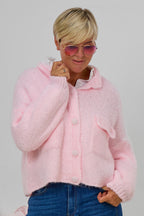 Strickjacke mit kleinem Kragen, rosa