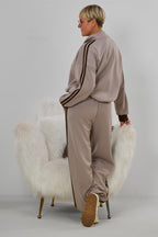Sportlicher Cozy-Anzug mit Streifen, taupe-braun