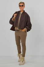 Blouson mit Strickkragen, schokobraun