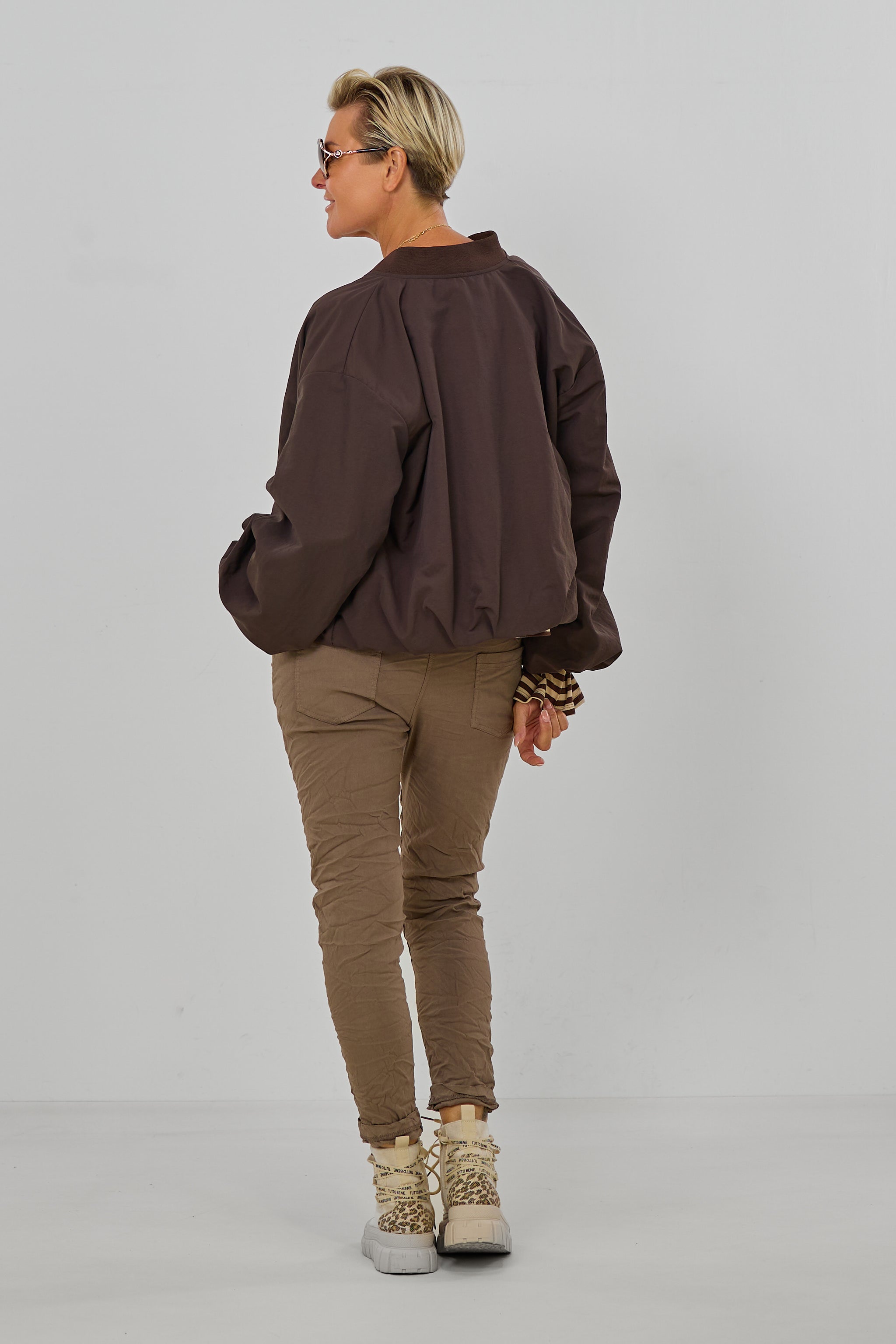 Blouson mit Strickkragen, schokobraun