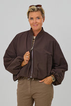 Blouson mit Strickkragen, schokobraun