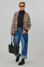 Blazer im Leo-Look, beige-schwarz-leo